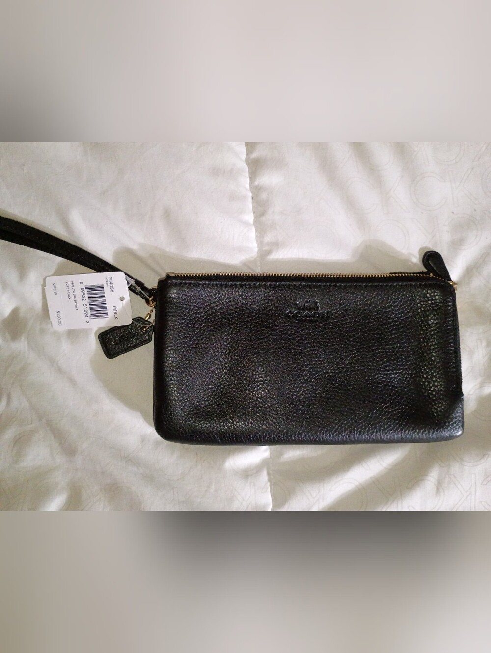 Coach Black Pebbled Leather Zip Wallet